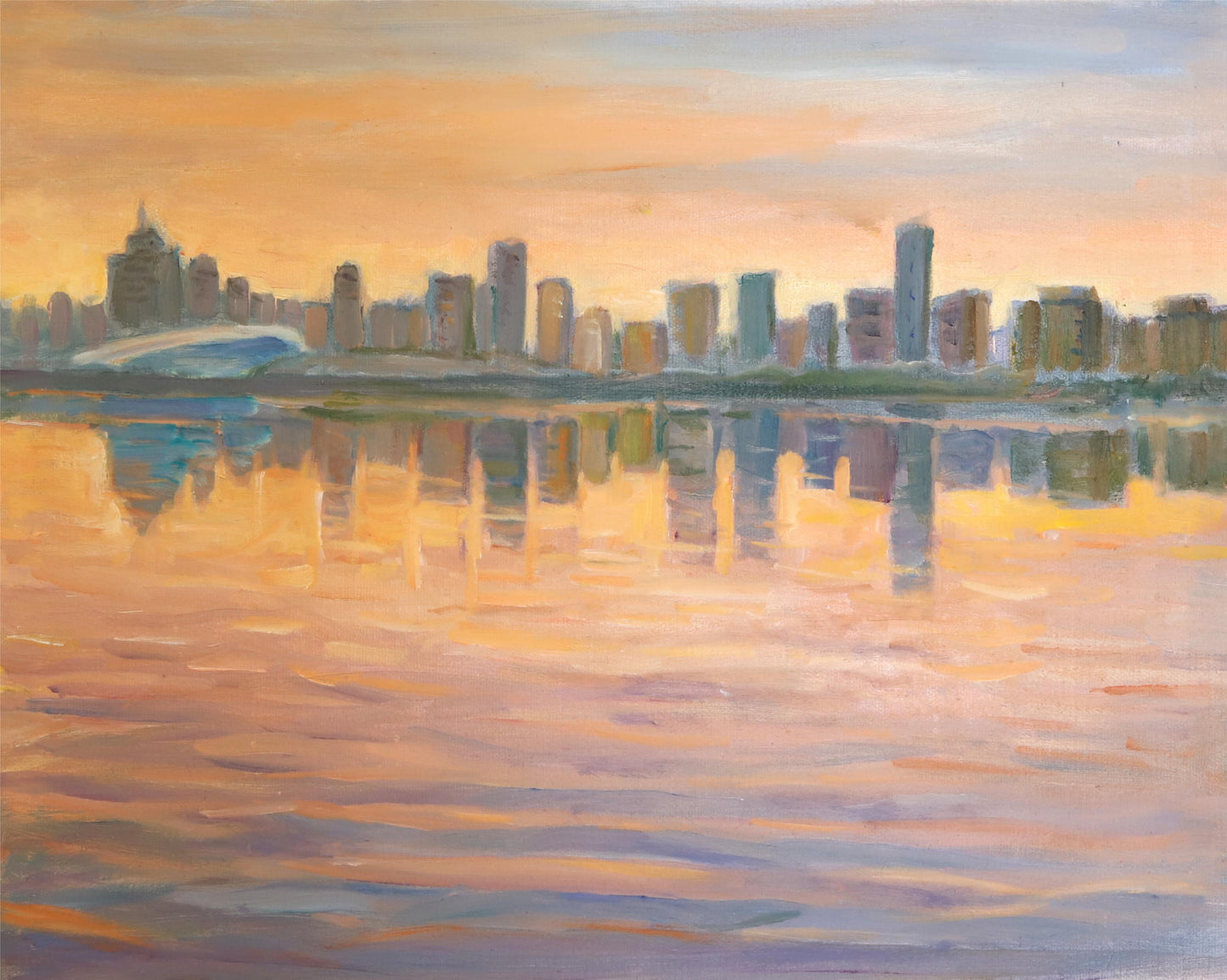 Silhouettes of the City in Golden Twilight