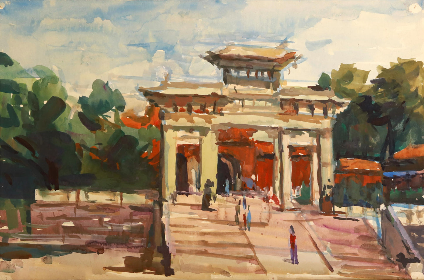 Watercolor · Ancient Courtyard