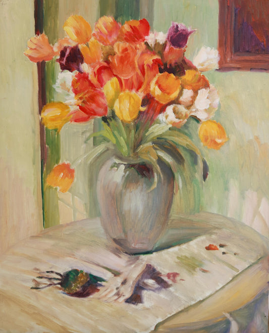 Bouquet of Vibrant Tulips in Warm Light
