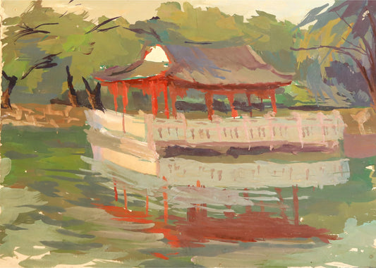 Serene Pavilion by the Water